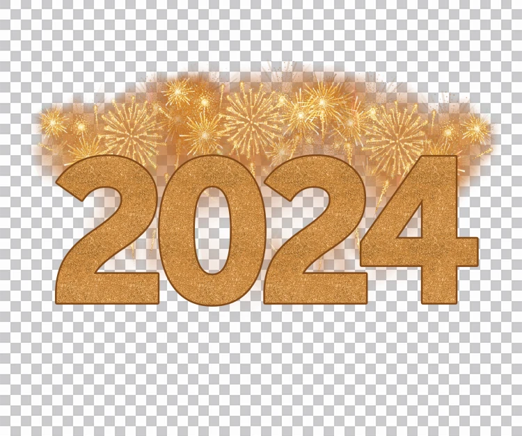 2024 Fogo De Artifício Dourado Png Transparente Para Edição
