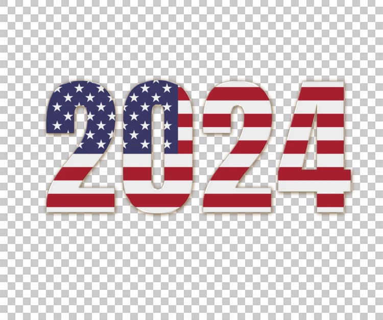 2024 Texto Como Bandeira Dos Eua Com Fundo Transparente Png
