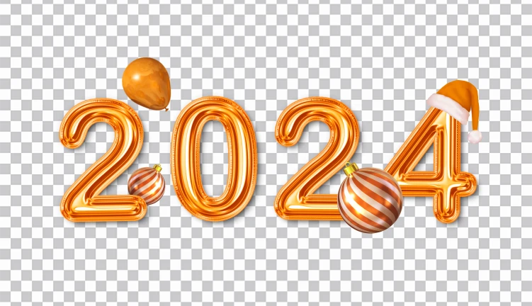 Balão Dourado 3d Laranjas 2024 Número Png Imagens Grátis