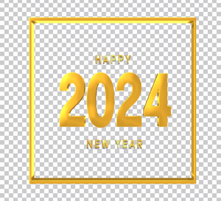 Feliz Ano Novo 2024 Cartão Dourado Png Clipart 2924x2659