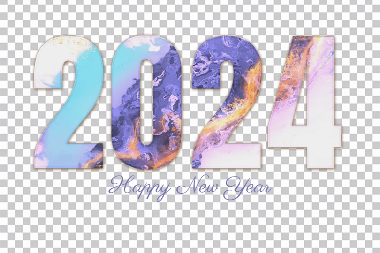 Feliz Ano Novo 2024 Luxo Branco Azul Cor Png Imagens