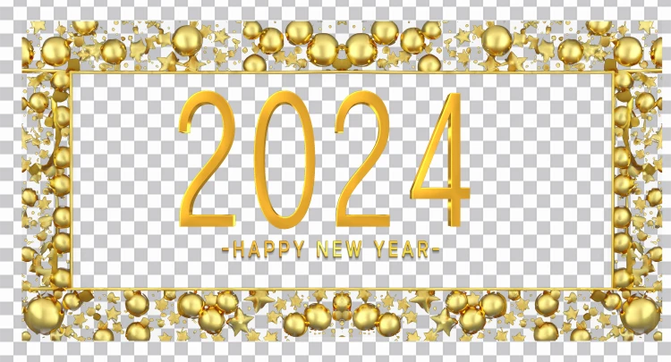 Feliz Ano Novo De 2024 Com Moldura De Bola De Ouro Imagens