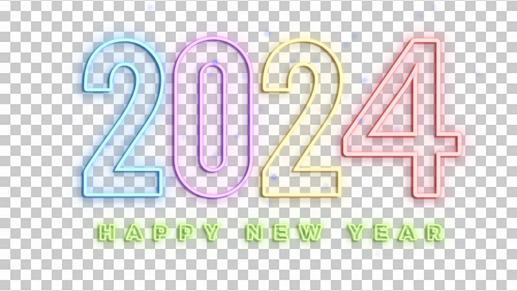 Feliz Ano Novo Neon Brilhante Png 2024 Imagens
