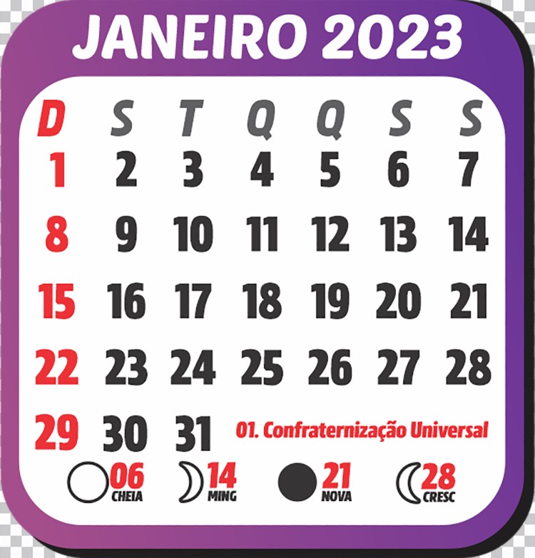 Janeiro 2023 Calendário PNG Fundo Imagens Baixar